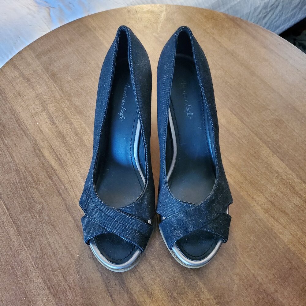 American Eagle Dark Denim Wedges Size 9